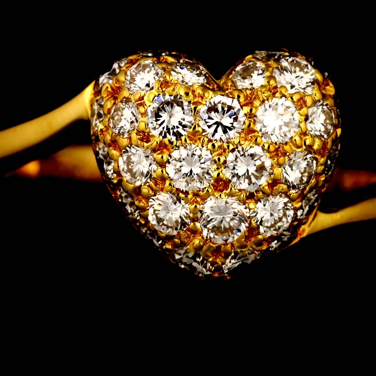 Heart Shape Pave Diamond Ring 18K YG 750 size52 5.75-6(US)