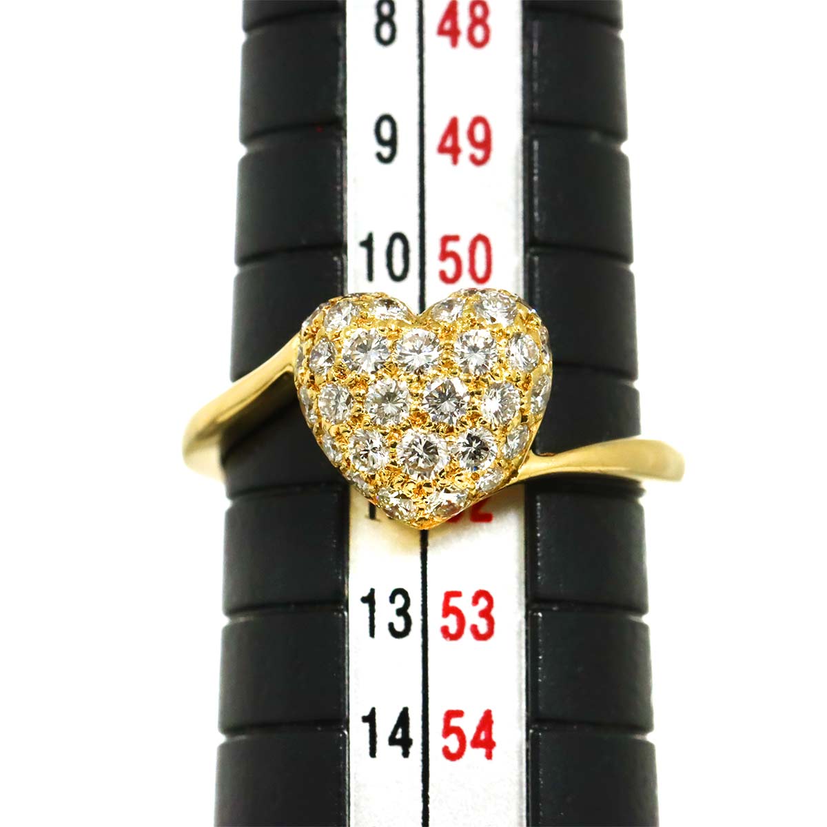 Heart Shape Pave Diamond Ring 18K YG 750 size52 5.75-6(US)