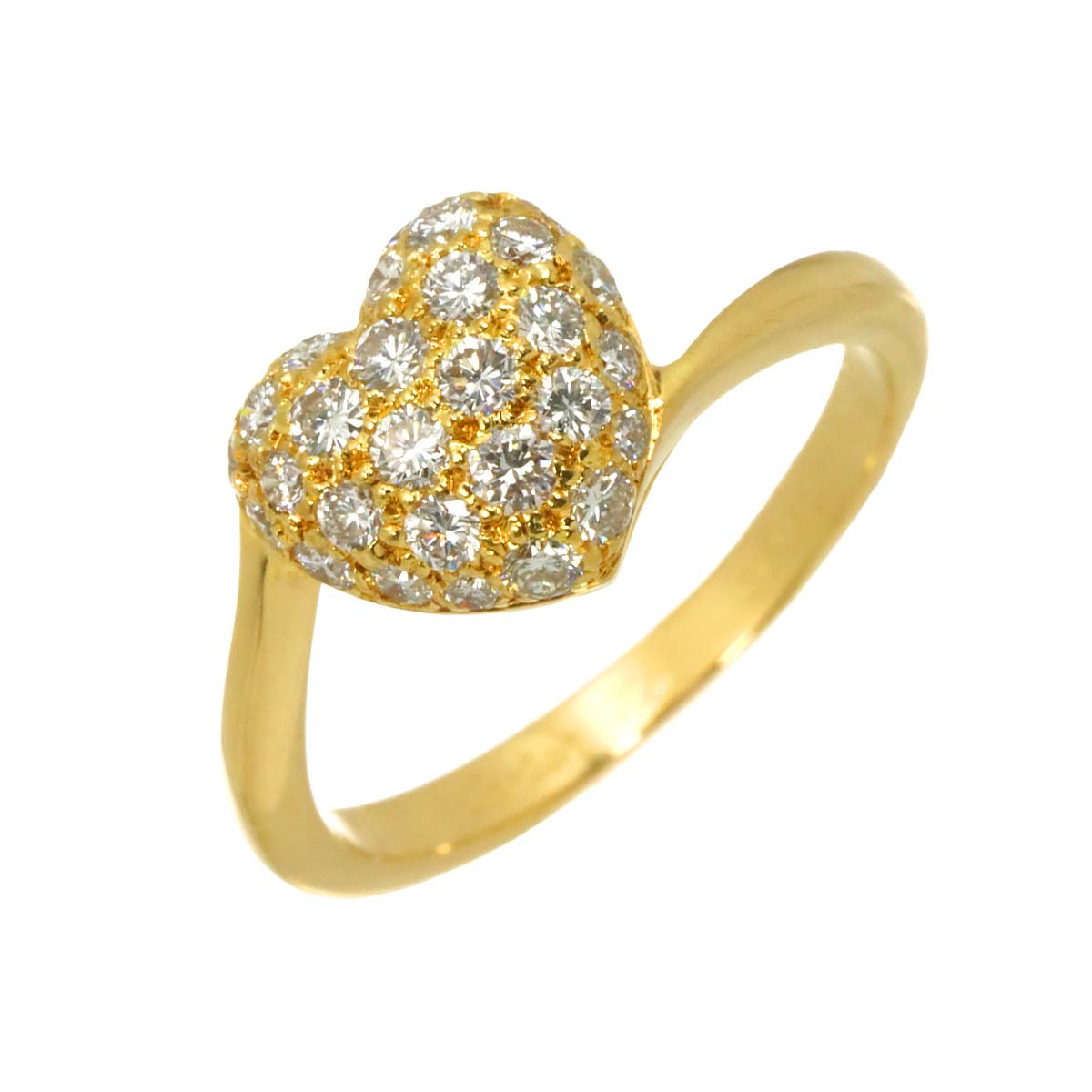 Heart Shape Pave Diamond Ring 18K YG 750 size52 5.75-6(US)