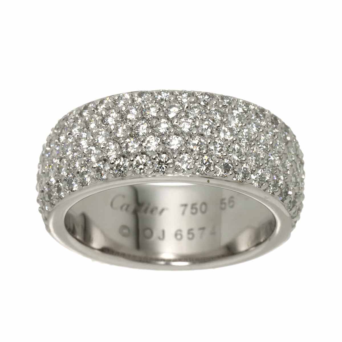 Paris Half Diamond Ring 18K WG 750 Size56 7.25-7.5(US)