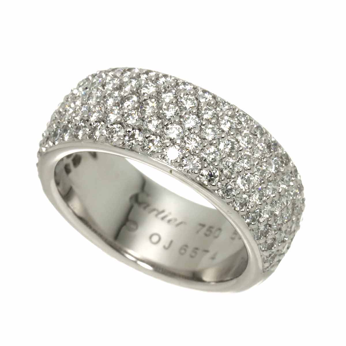 Paris Half Diamond Ring 18K WG 750 Size56 7.25-7.5(US)