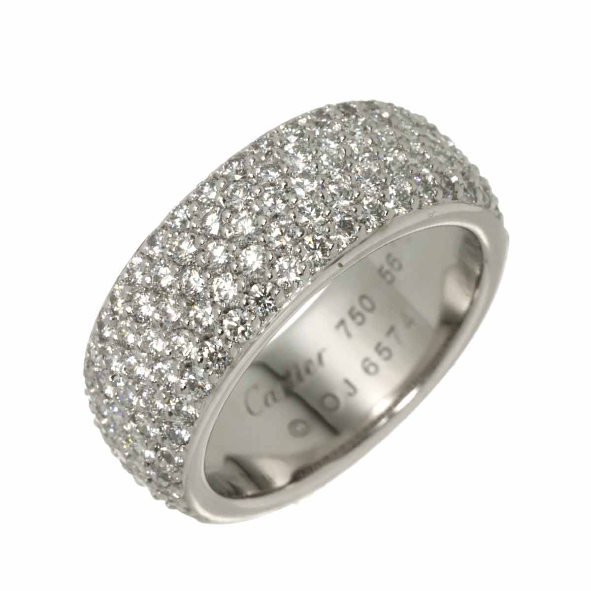 Paris Half Diamond Ring 18K WG 750 Size56 7.25-7.5(US)