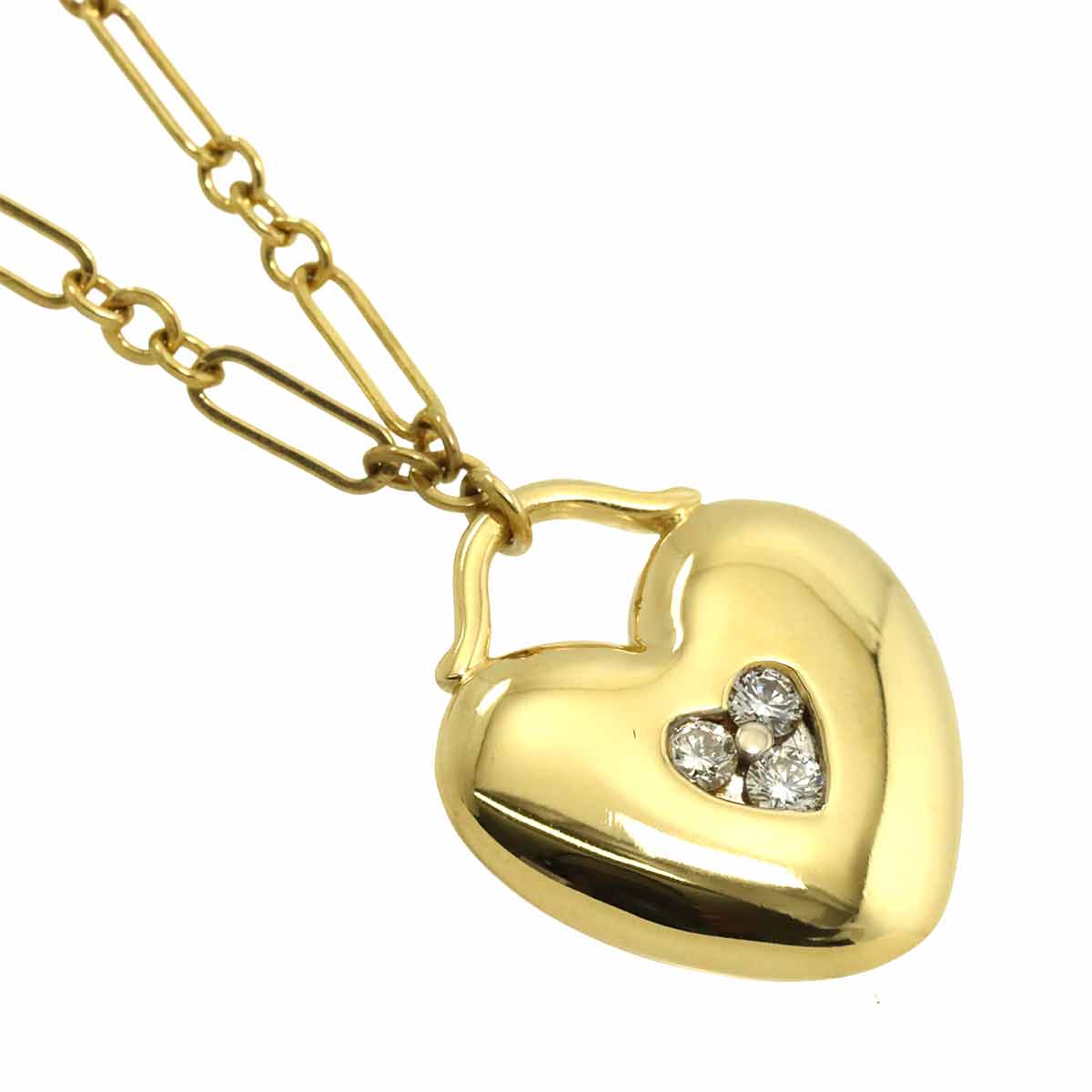 Heart Rock Diamond Necklace 18K Yellow Gold 750