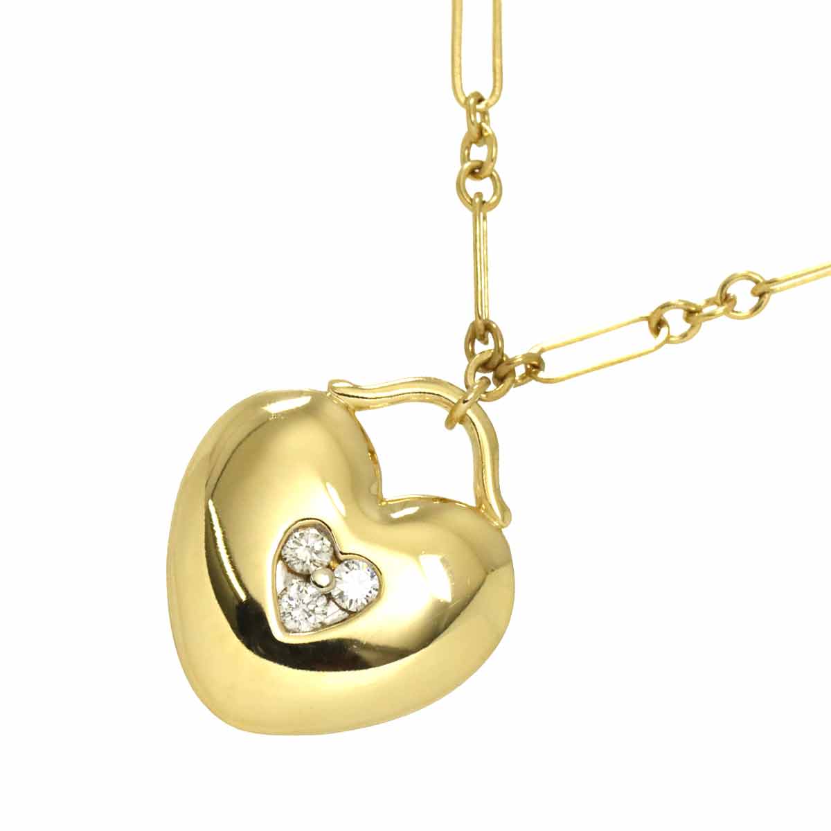 Heart Rock Diamond Necklace 18K Yellow Gold 750