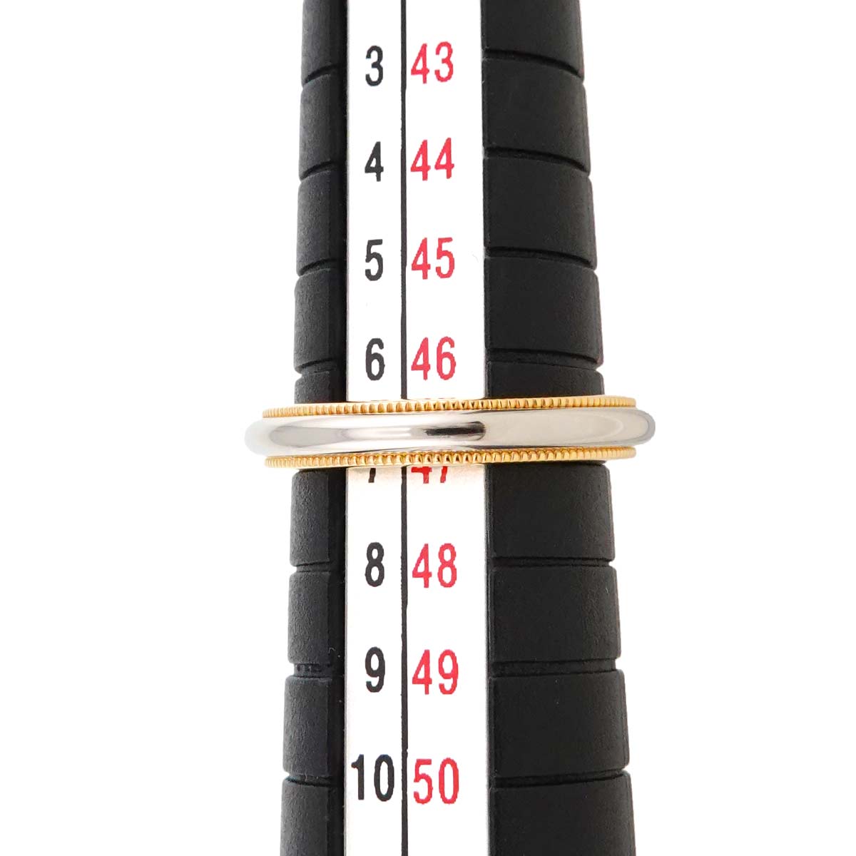 Milgrain Band Ring 18K 750 YG Platinum Size4(US)