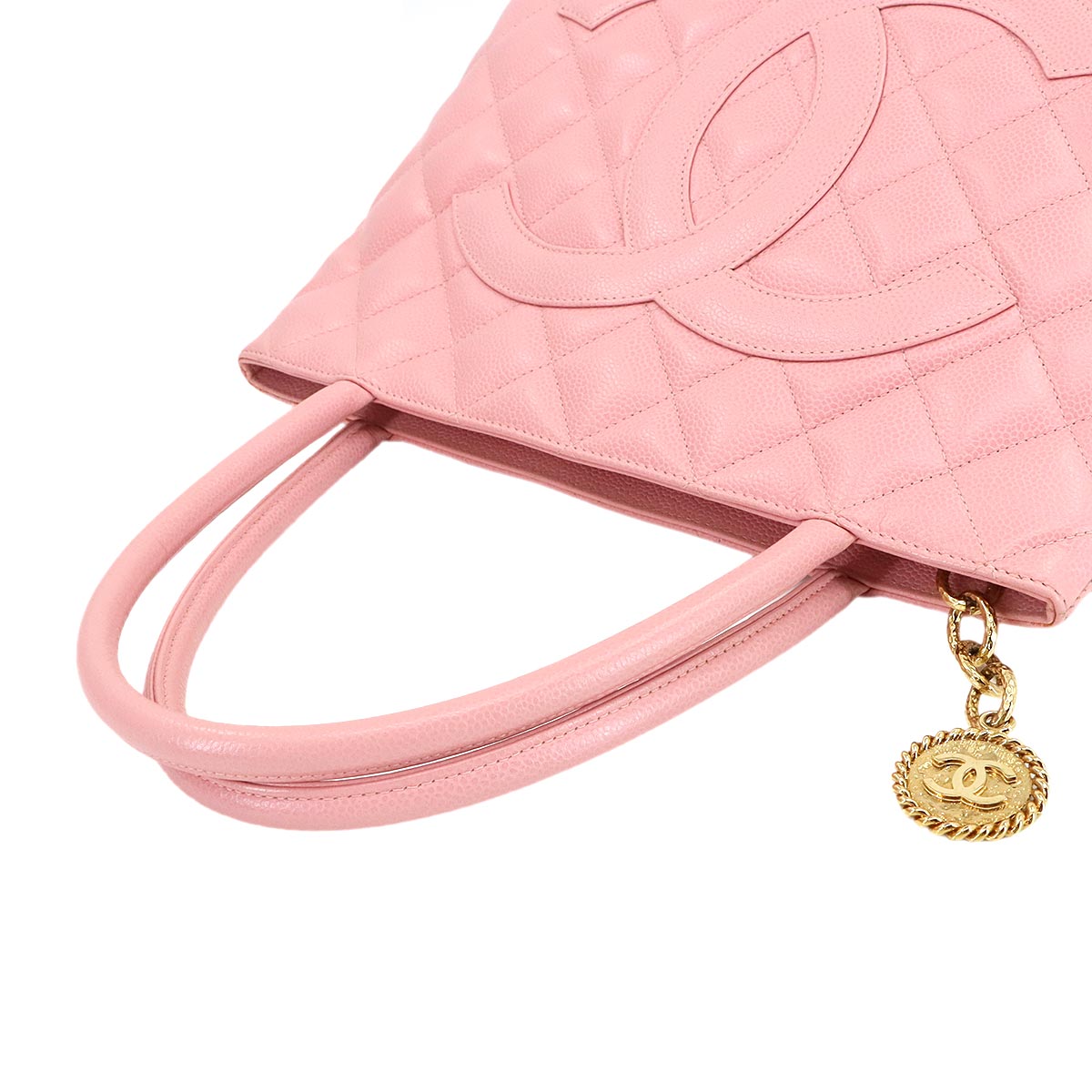 Medallion Tote Bag Leather Pink A01804 Coco Logos