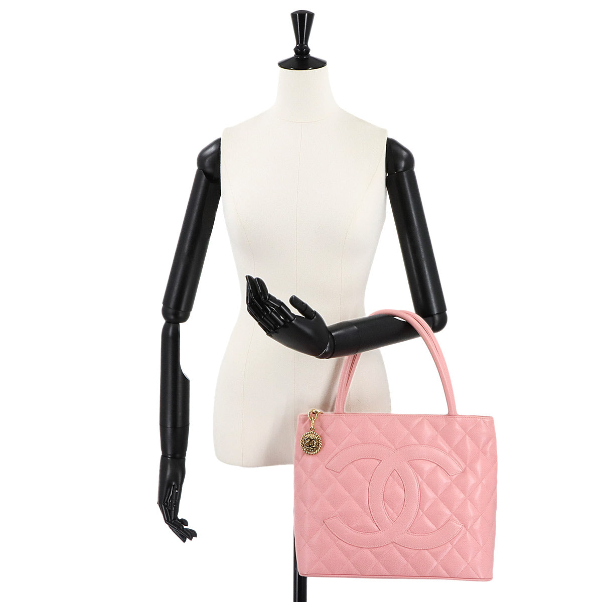 Medallion Tote Bag Leather Pink A01804 Coco Logos