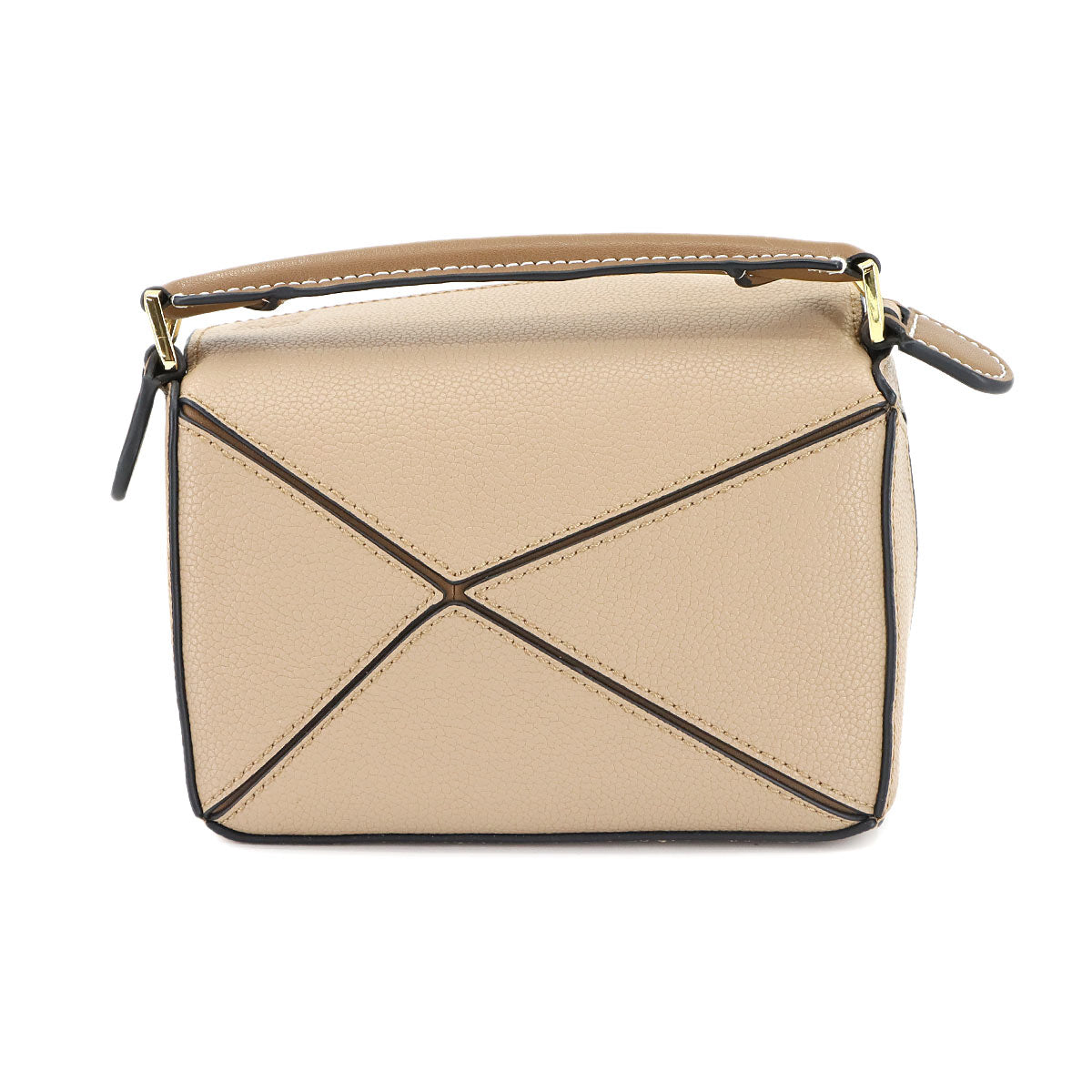 Puzzle Bag Mini 2way Hand Shoulder Bag Leather Beige Purse