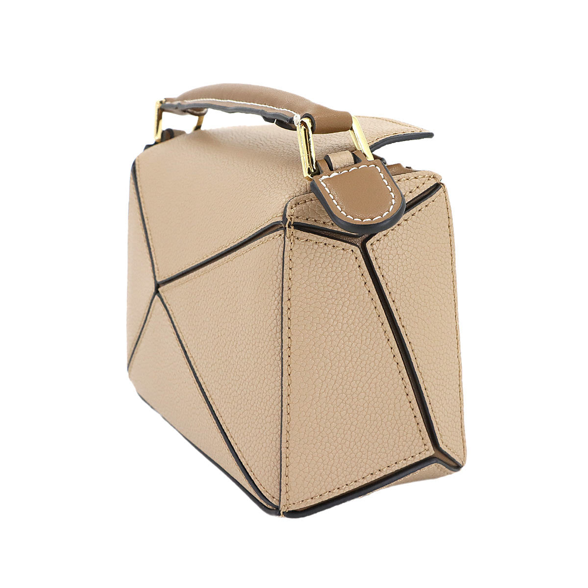 Puzzle Bag Mini 2way Hand Shoulder Bag Leather Beige Purse