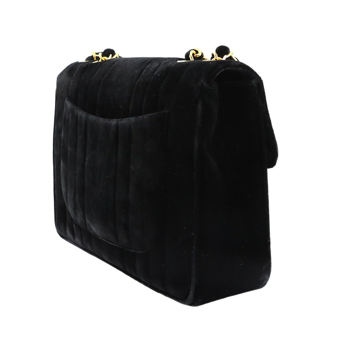 Mademoiselle Chain Shoulder Bag Velor Black Vintage