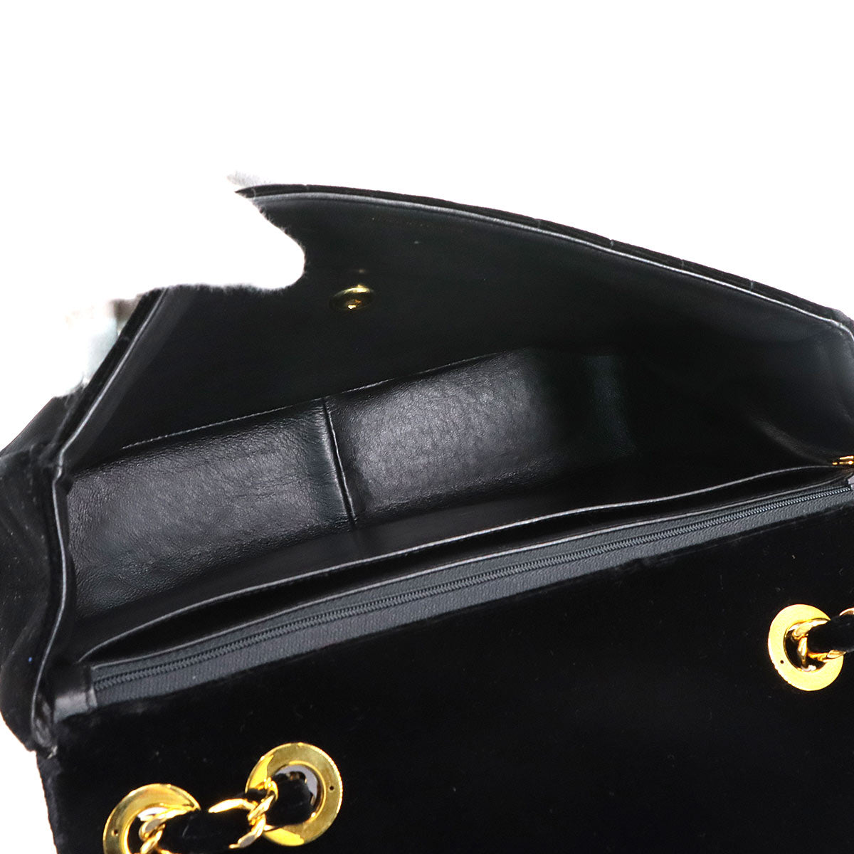 Mademoiselle Chain Shoulder Bag Velor Black Vintage