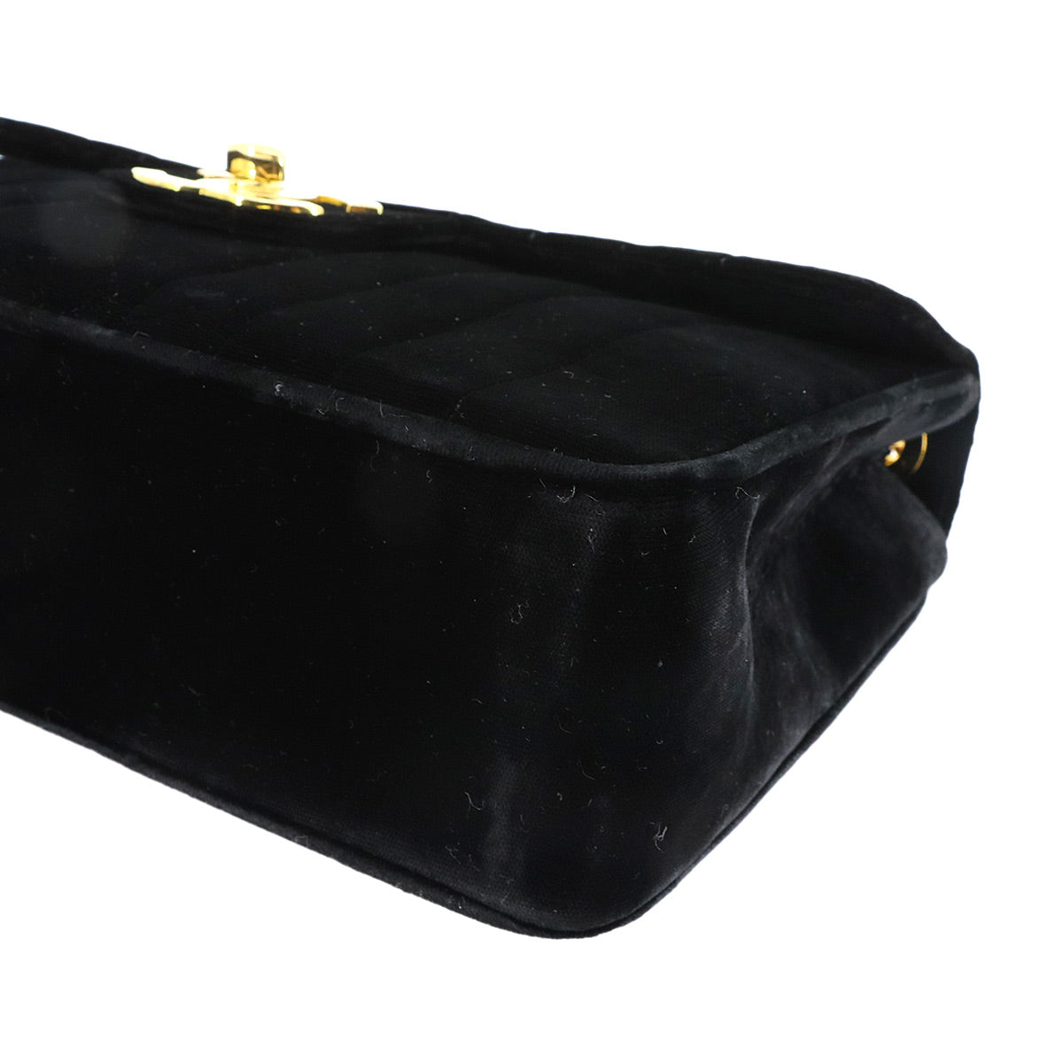 Mademoiselle Chain Shoulder Bag Velor Black Vintage