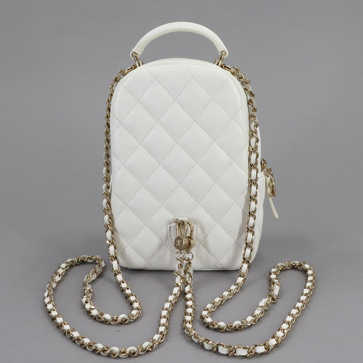 Matelasse Chain Mini Backpack Leather White AP3753