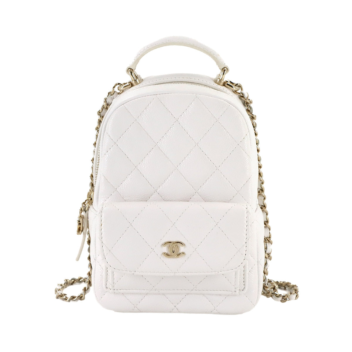 Matelasse Chain Mini Backpack Leather White AP3753
