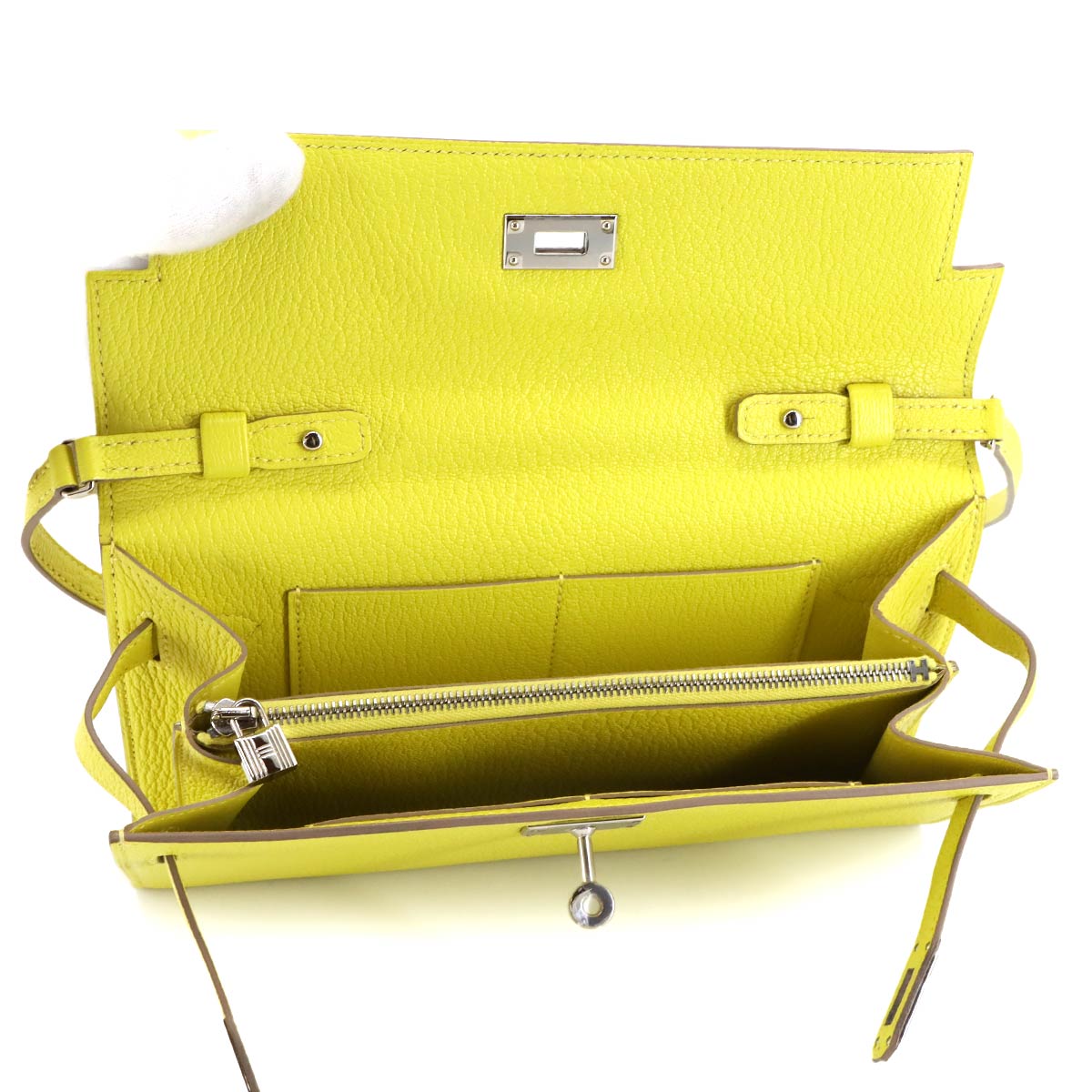 Kelly To Go Shoulder Wallet Chevre Lime Purse