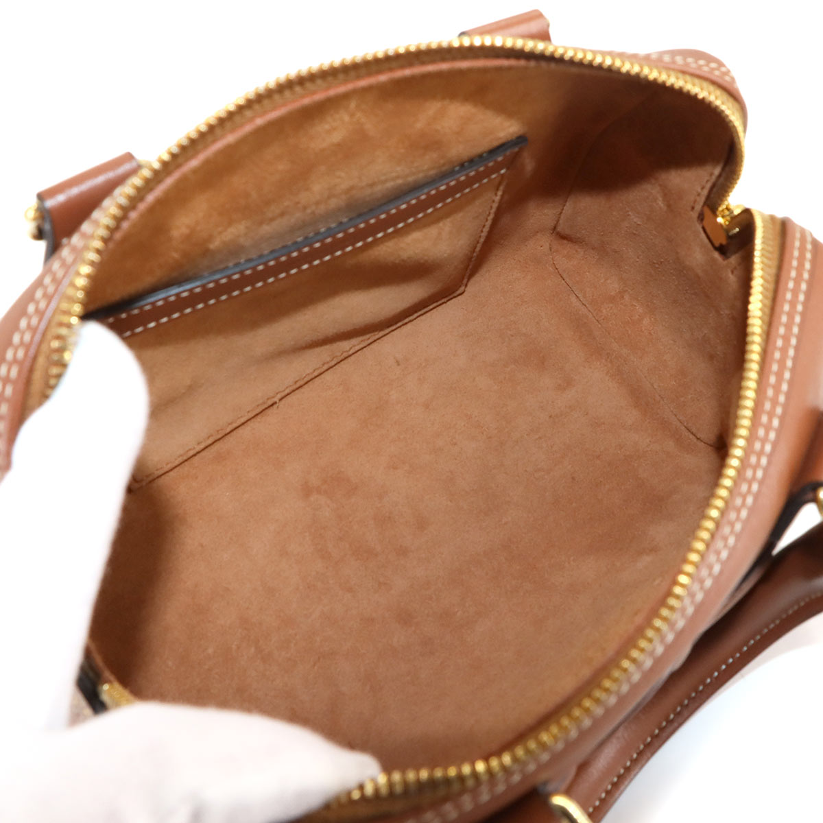 CUIR Triomphe Small Boston Hand Shoulder Bag Leather Brown