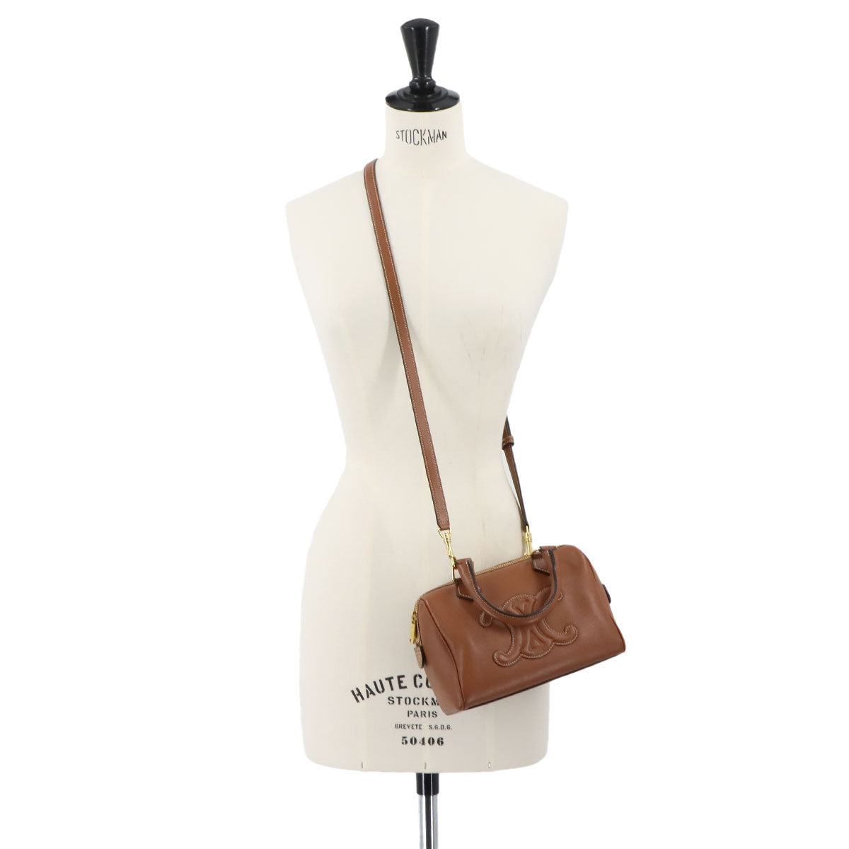 CUIR Triomphe Small Boston Hand Shoulder Bag Leather Brown