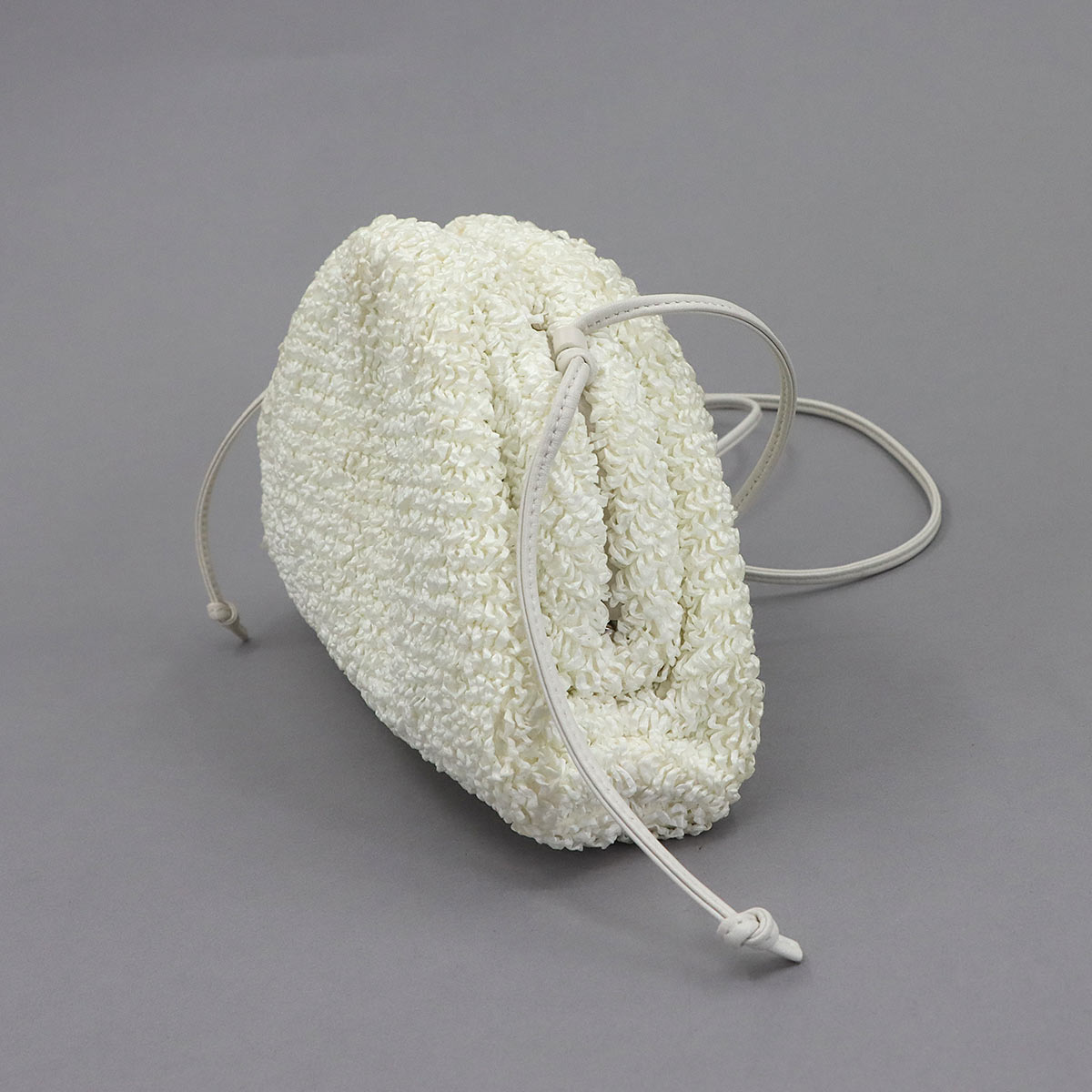 Mini The Pouch Shoulder Bag Raffia Leather White 585852