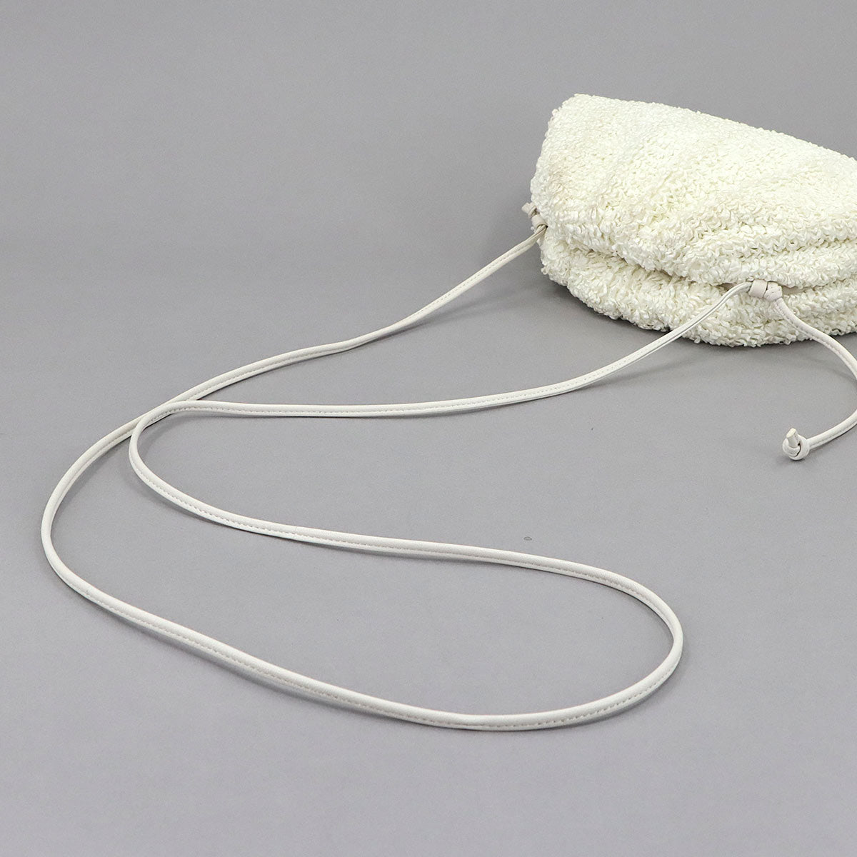 Mini The Pouch Shoulder Bag Raffia Leather White 585852