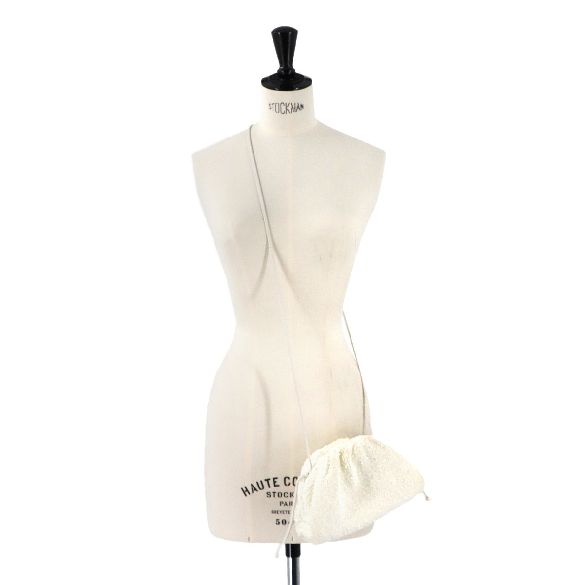 Mini The Pouch Shoulder Bag Raffia Leather White 585852