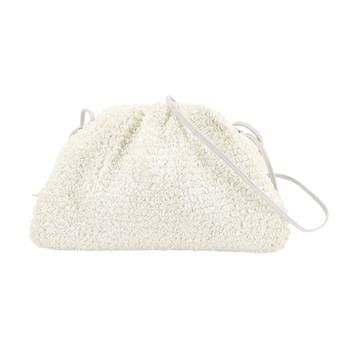 Mini The Pouch Shoulder Bag Raffia Leather White 585852