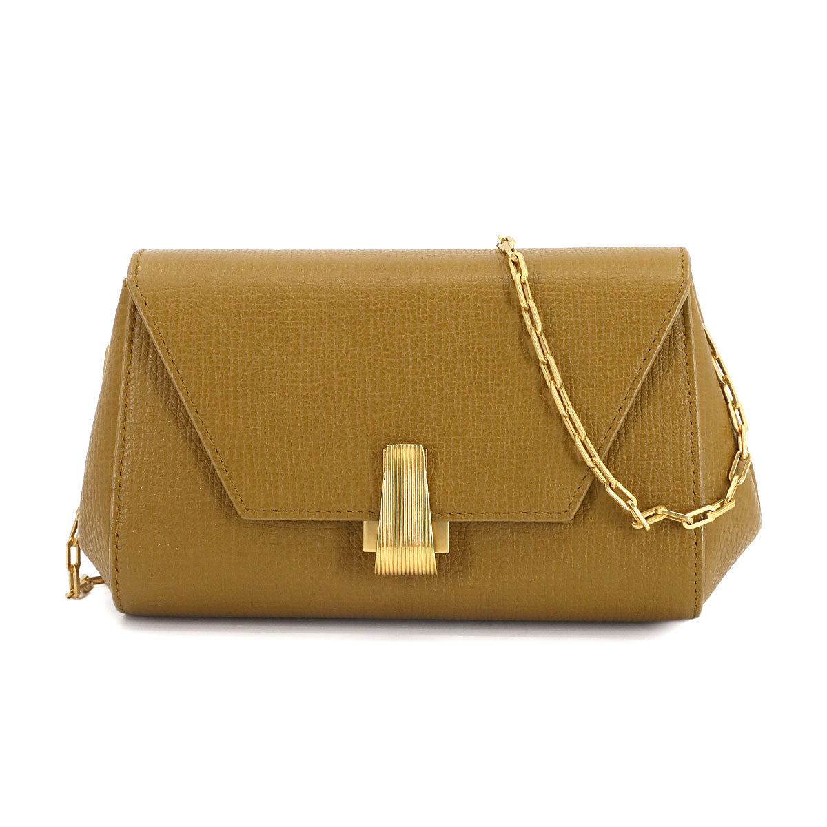 Mini Angle Chain Shoulder Bag Leather Brown 608798