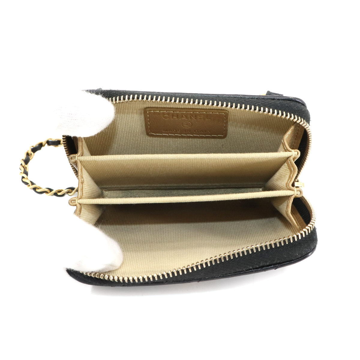 Matelasse Chain Wallet Coin case Leather Black AP2462