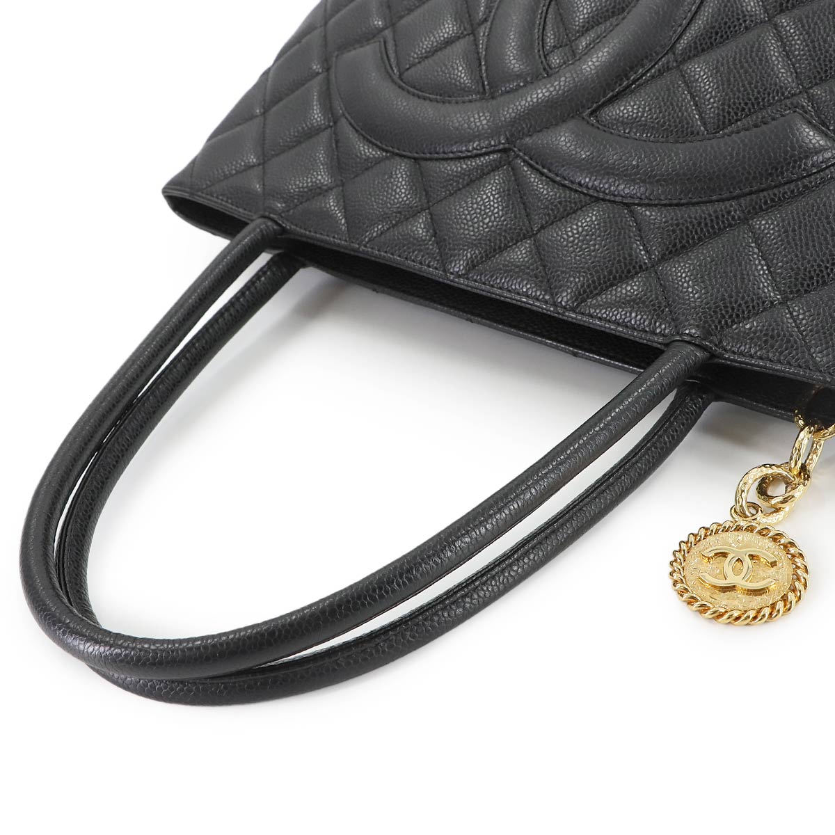 Medallion Tote Bag Leather Black A01804 Coco Logos