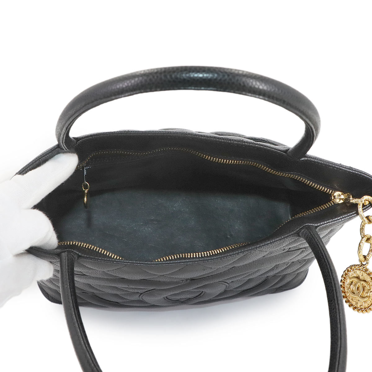 Medallion Tote Bag Leather Black A01804 Coco Logos