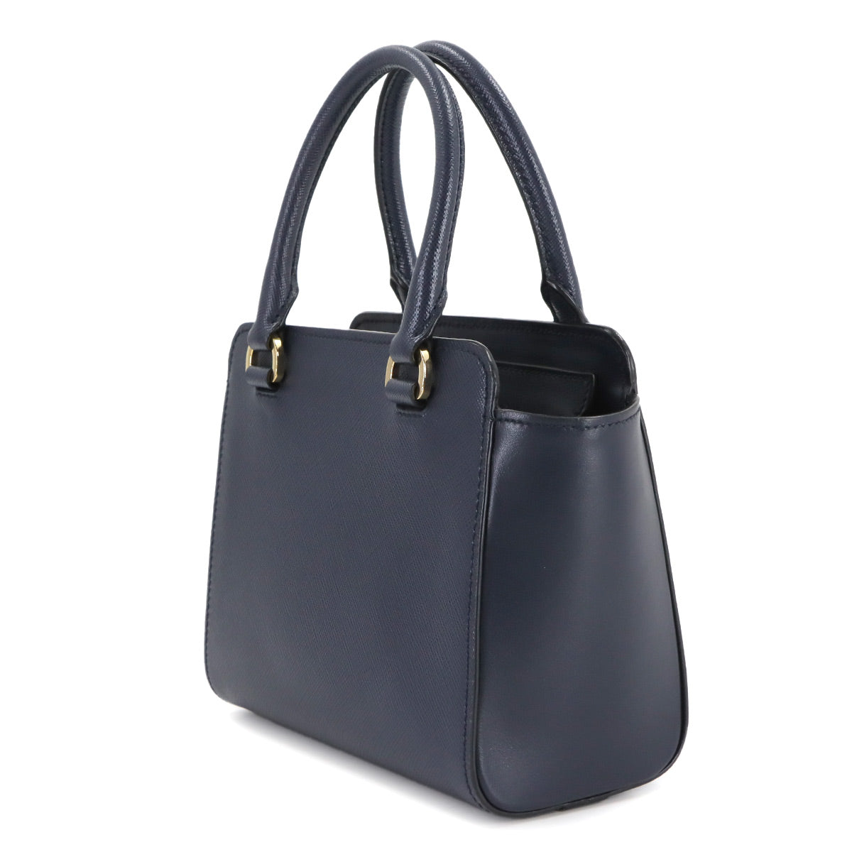 2way Hand Shoulder Bag Saffiano Leather Navy 1BA380