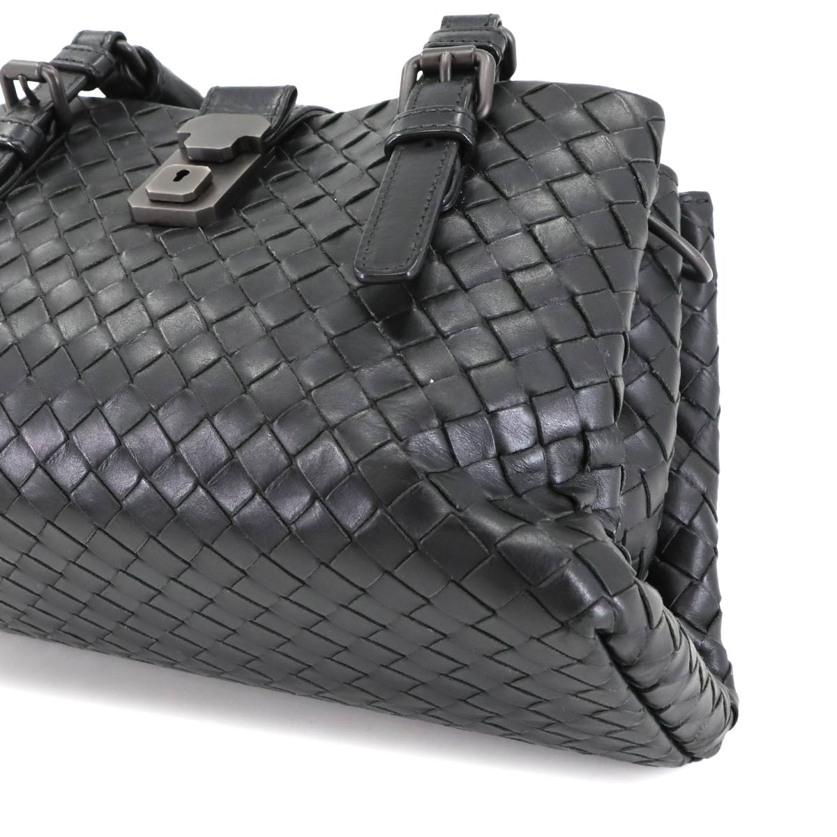 Baby Roma Intrecciato Hand Shoulder Bag Lether Black