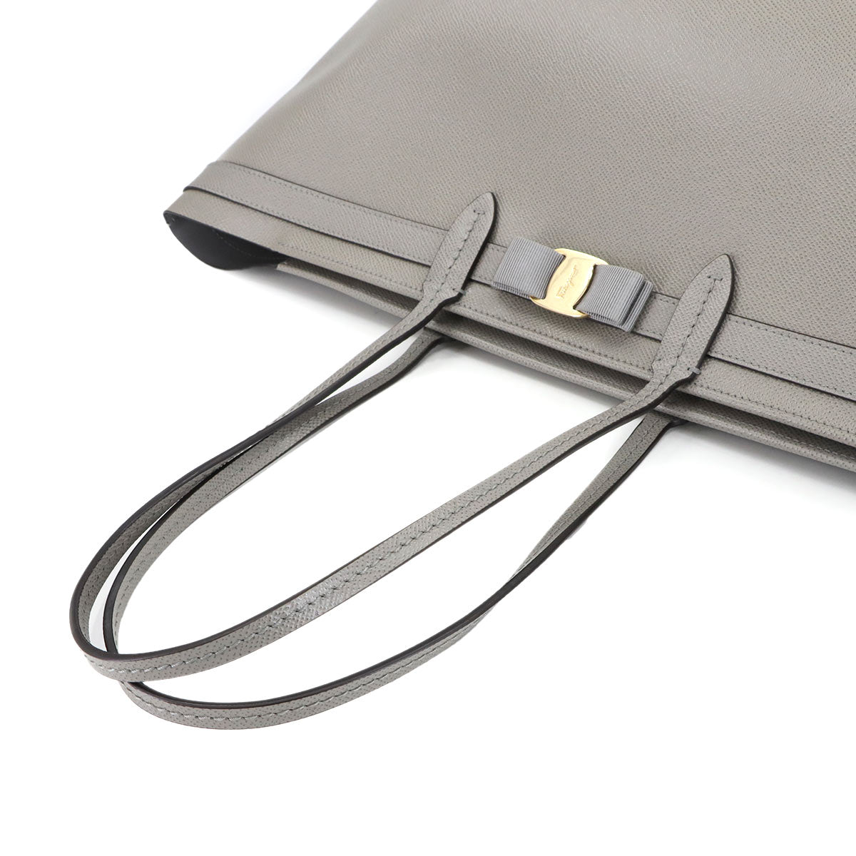 Salvatore Ferragamo Vara Tote Bag Leather Gray Purse