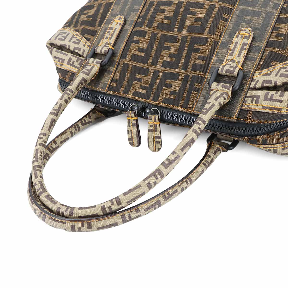 Zucca Zucchino Hand Bag Canvas PVC Brown Black 8BL096 Vintage