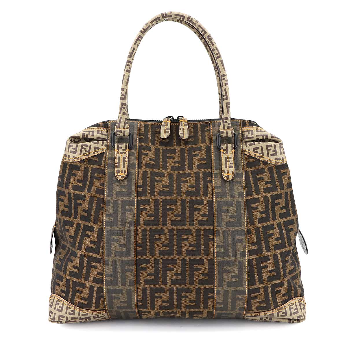 Zucca Zucchino Hand Bag Canvas PVC Brown Black 8BL096 Vintage