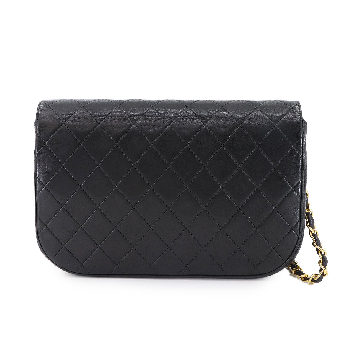 Matelasse Chain Shoulder Bag Leather Black Vintage Purse