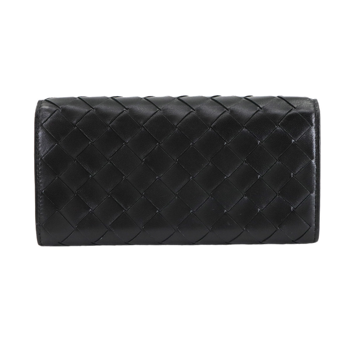 Intrecciato Large Flap Long Wallet Leather Black