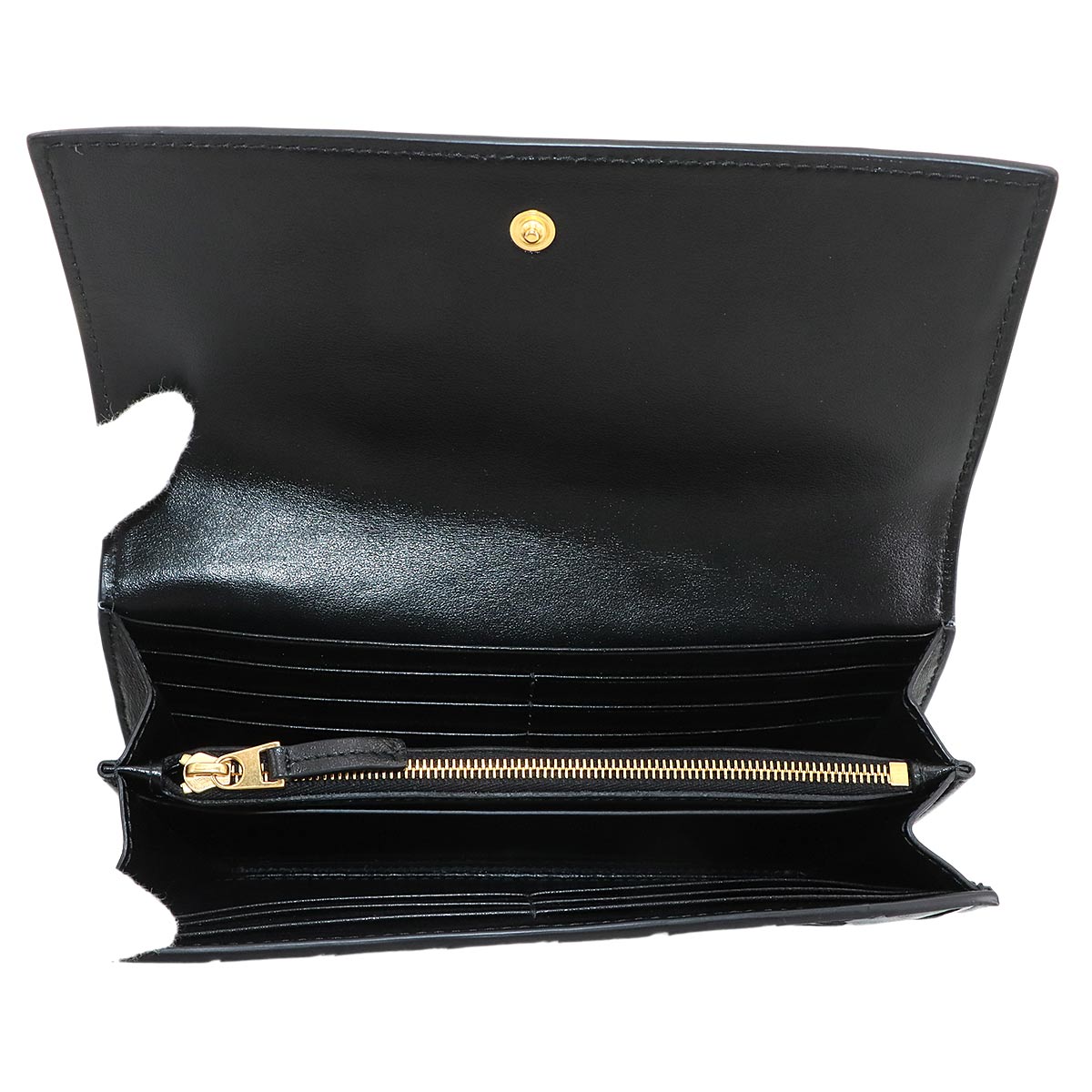 Intrecciato Large Flap Long Wallet Leather Black