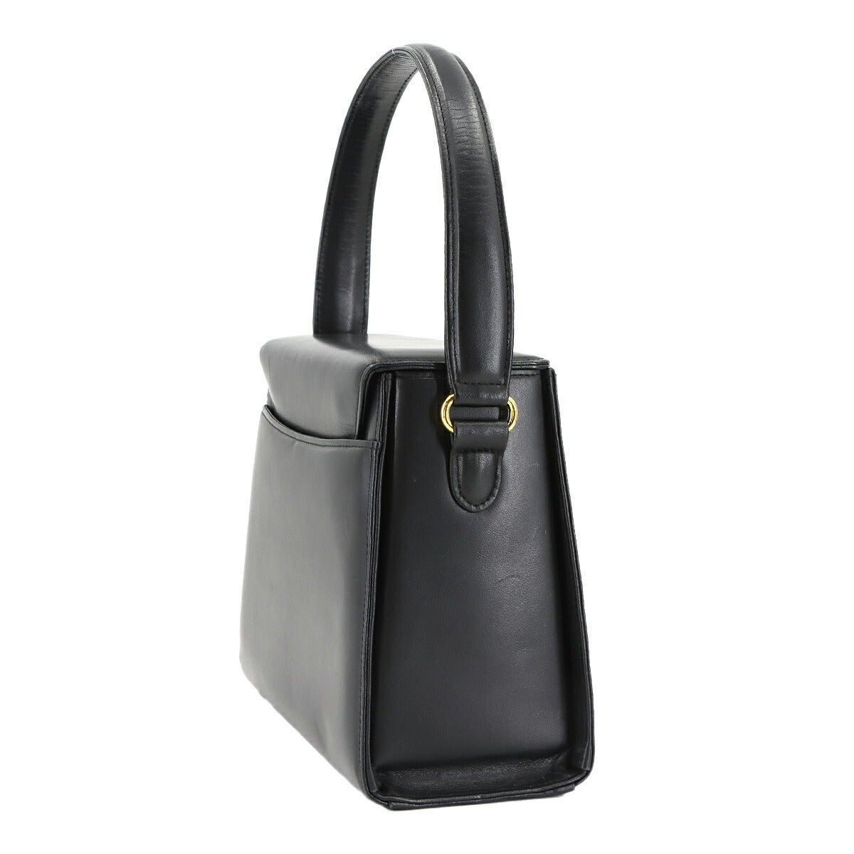 Hand Bag Leather Black Square Purse
