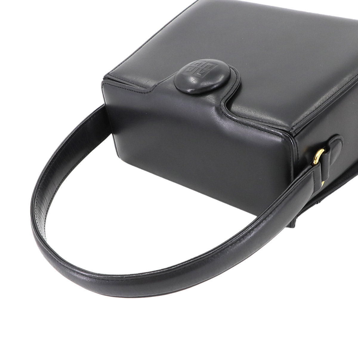 Hand Bag Leather Black Square Purse