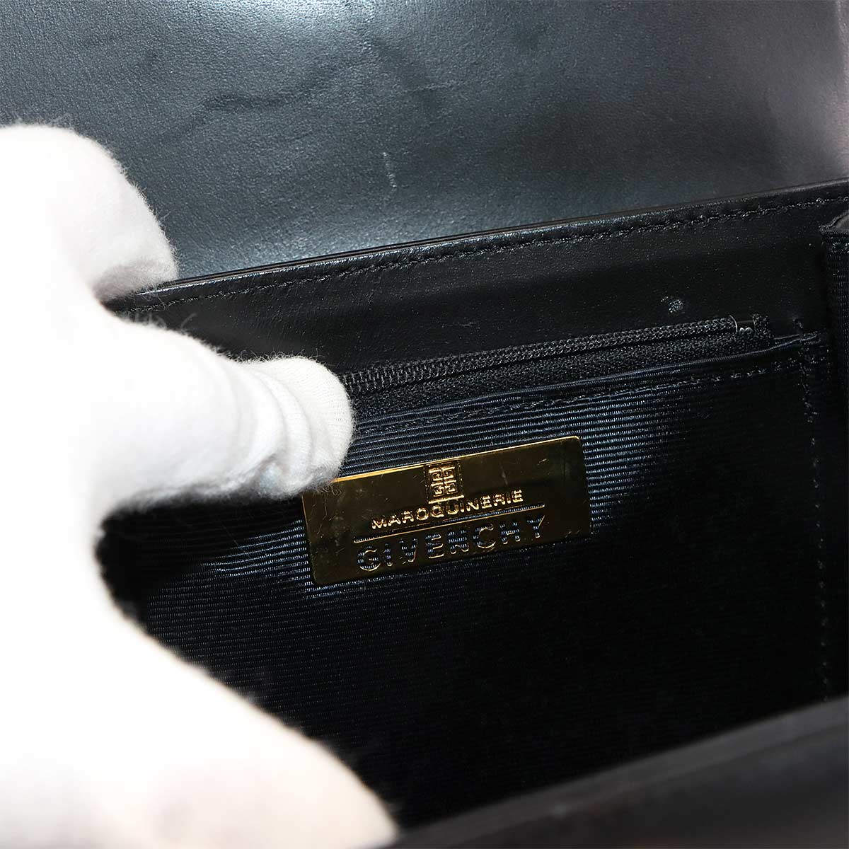 Hand Bag Leather Black Square Purse