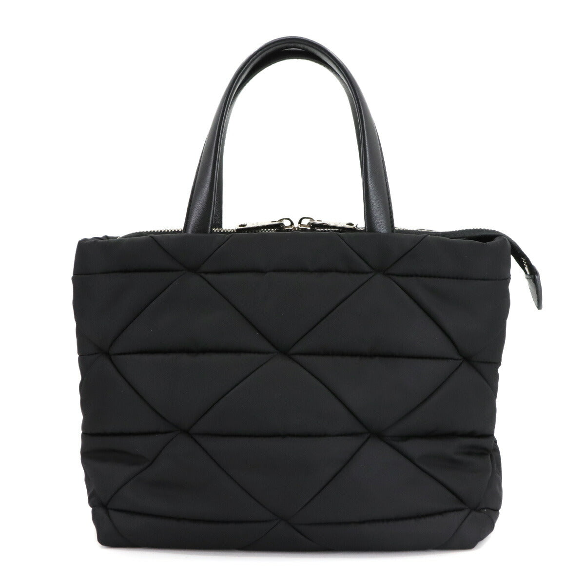 Small Padded 2way Tote Shoulder Bag Nylon Leather Nero 1BG373