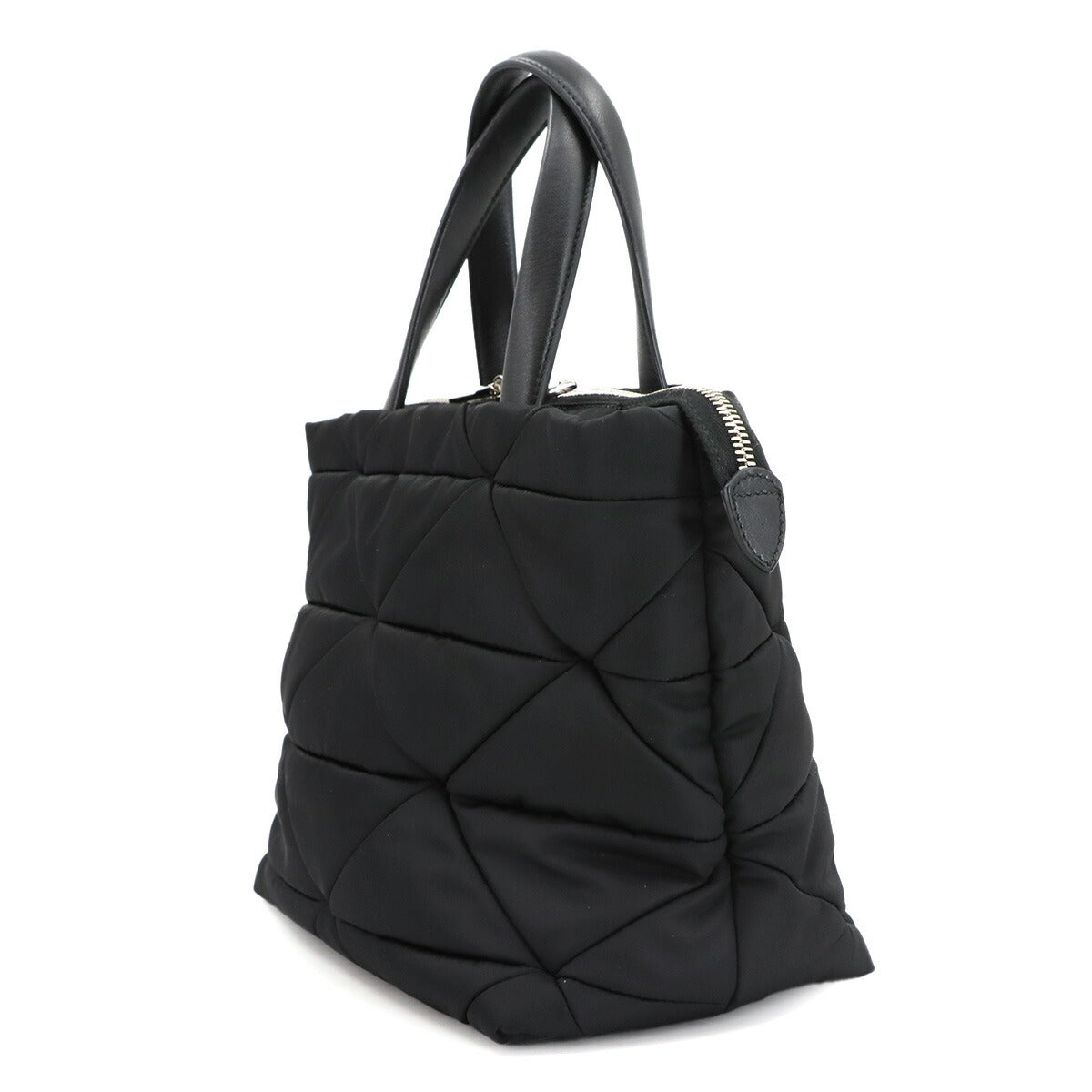 Small Padded 2way Tote Shoulder Bag Nylon Leather Nero 1BG373