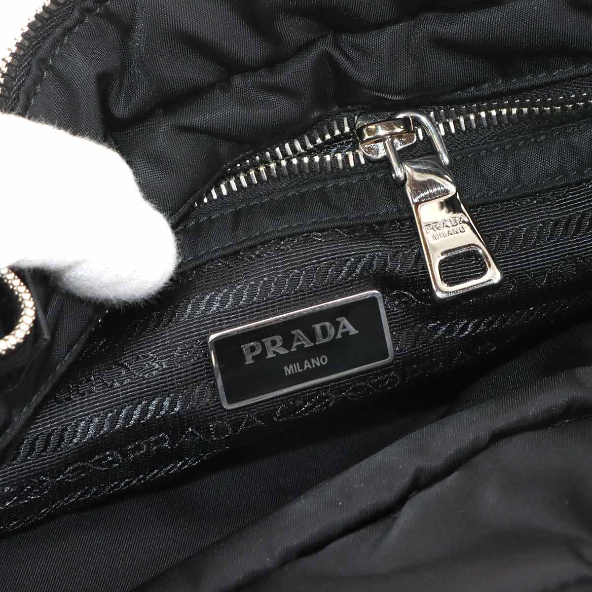 Small Padded 2way Tote Shoulder Bag Nylon Leather Nero 1BG373