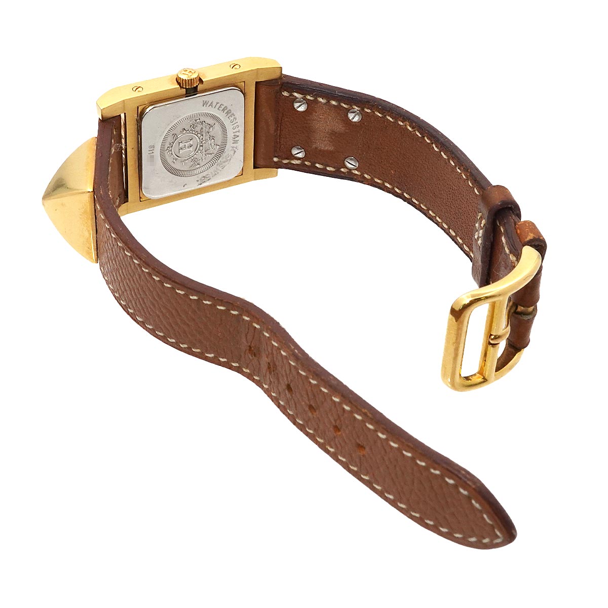 Medor Vintage pyramid Gold studs Quartz White Dial Ladies