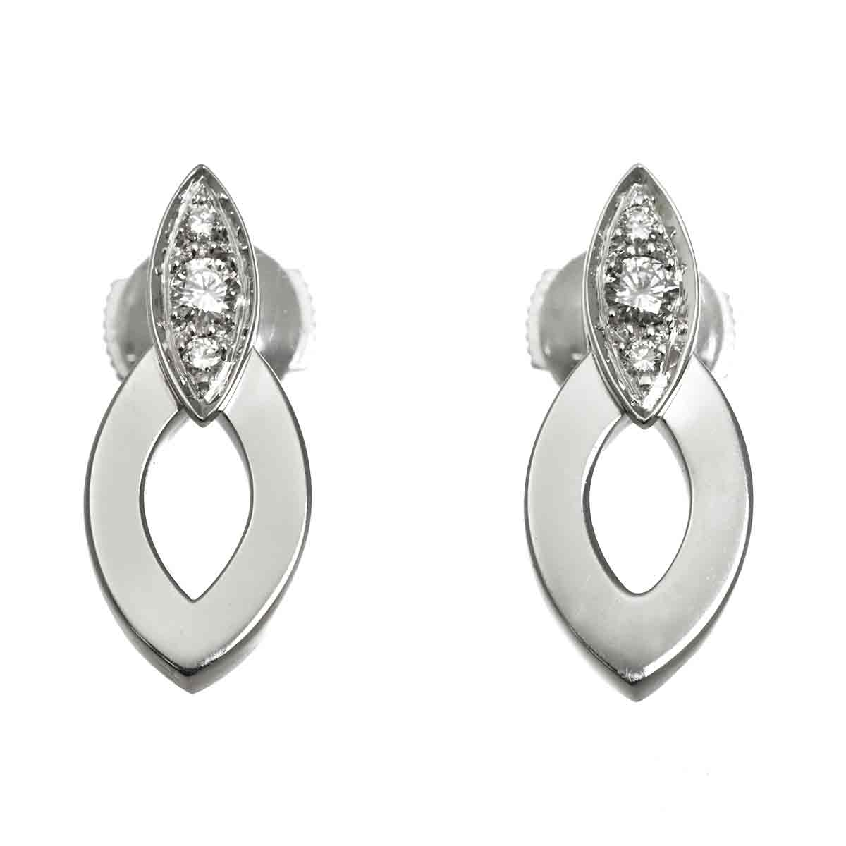 Diamond Earrings Pierced 18K White Gold 750