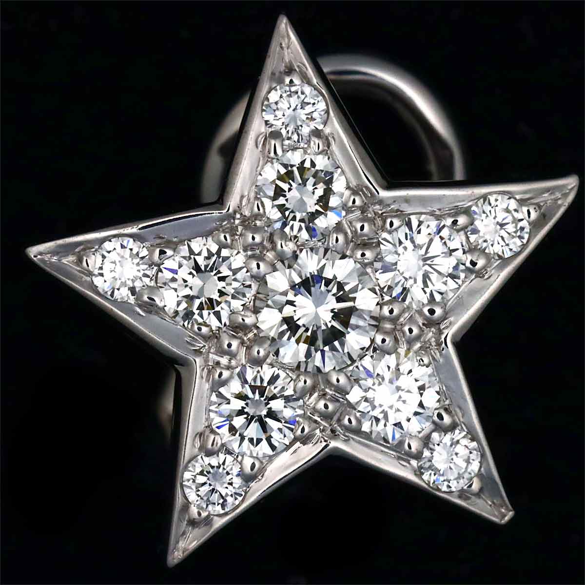Star Motif Diamond Earrings Clip on Platinum
