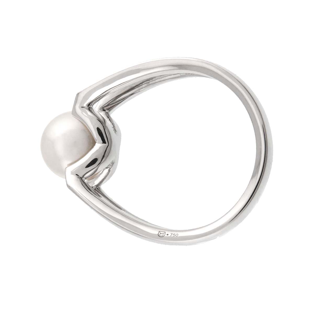 Akoya Pearl 8.5mm Diamond Ring 18K WG 750 size7.25(US)