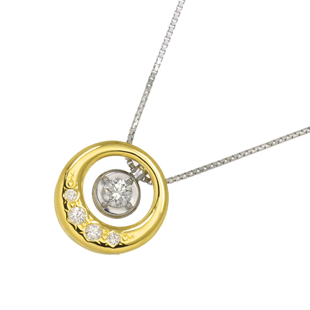 Diamond 0.18ct/0.09ct Necklace 18K WG YG 750