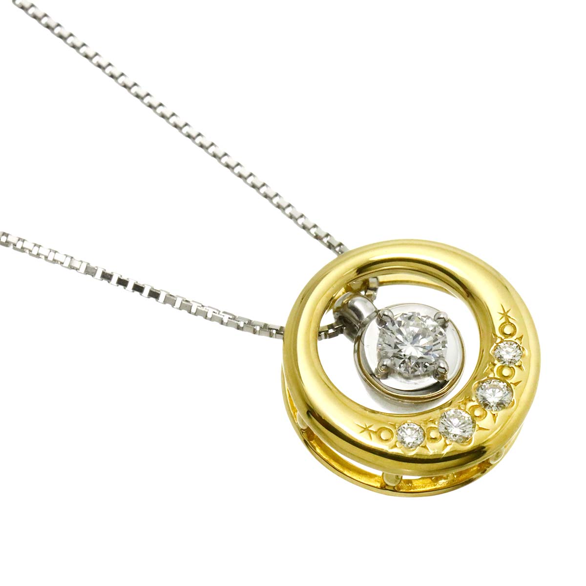 Diamond 0.18ct/0.09ct Necklace 18K WG YG 750