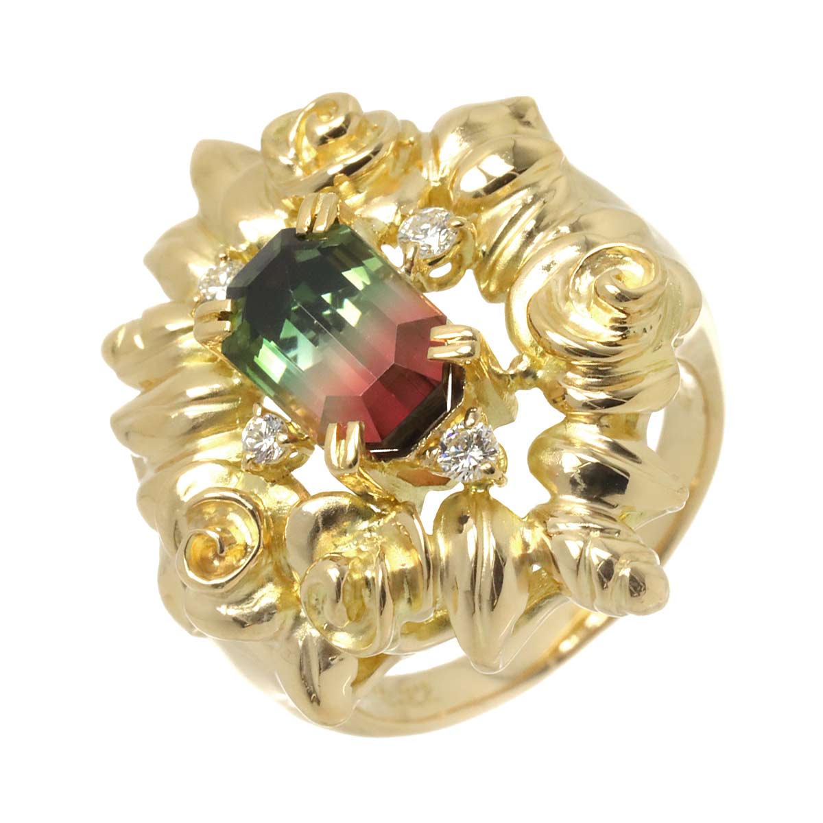 Tourmaline 2.22ct Diamond 0.14ct Ring 18K YG 750 size6(US)